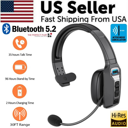 Trucker Bluetooth 5.2 Wireless Headset With Noise Cancelling Mic For