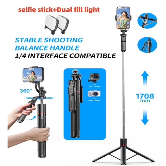 Bluetooth Selfie Stick with Tripod Light