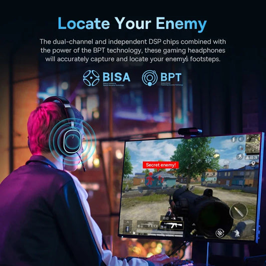 Wireless Gaming Headphones with Mic RGB