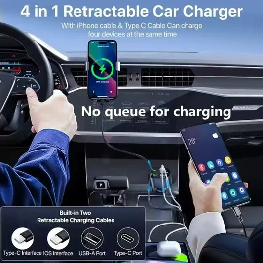 4-in-1 120W Retractable Car Charger