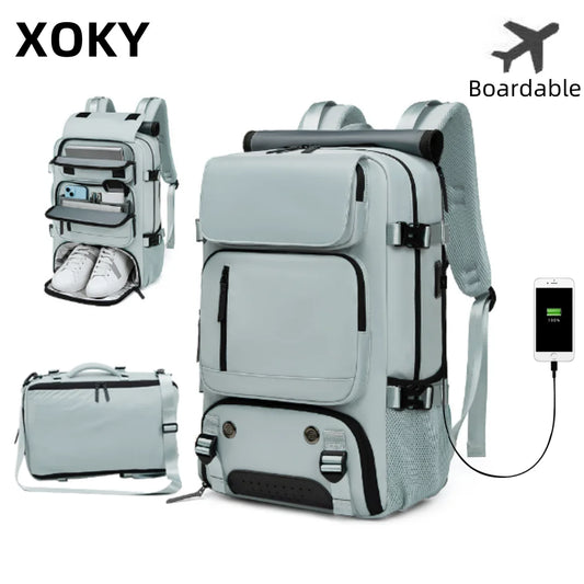 Waterproof USB Travel Backpack with Shoe Compartment