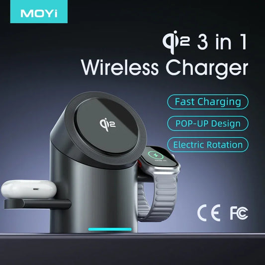 Qi2 3-in-1 Magnetic Wireless Charger Stand