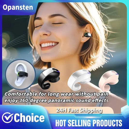 Ear Clip Headphones Bluetooth 5.3 Earbuds TWS Wireless Earphones with