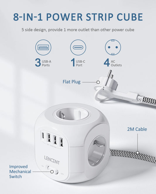 8-in-1 Power Strip Cube