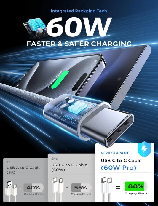 60W PD Fast Charging USB-C Cable
